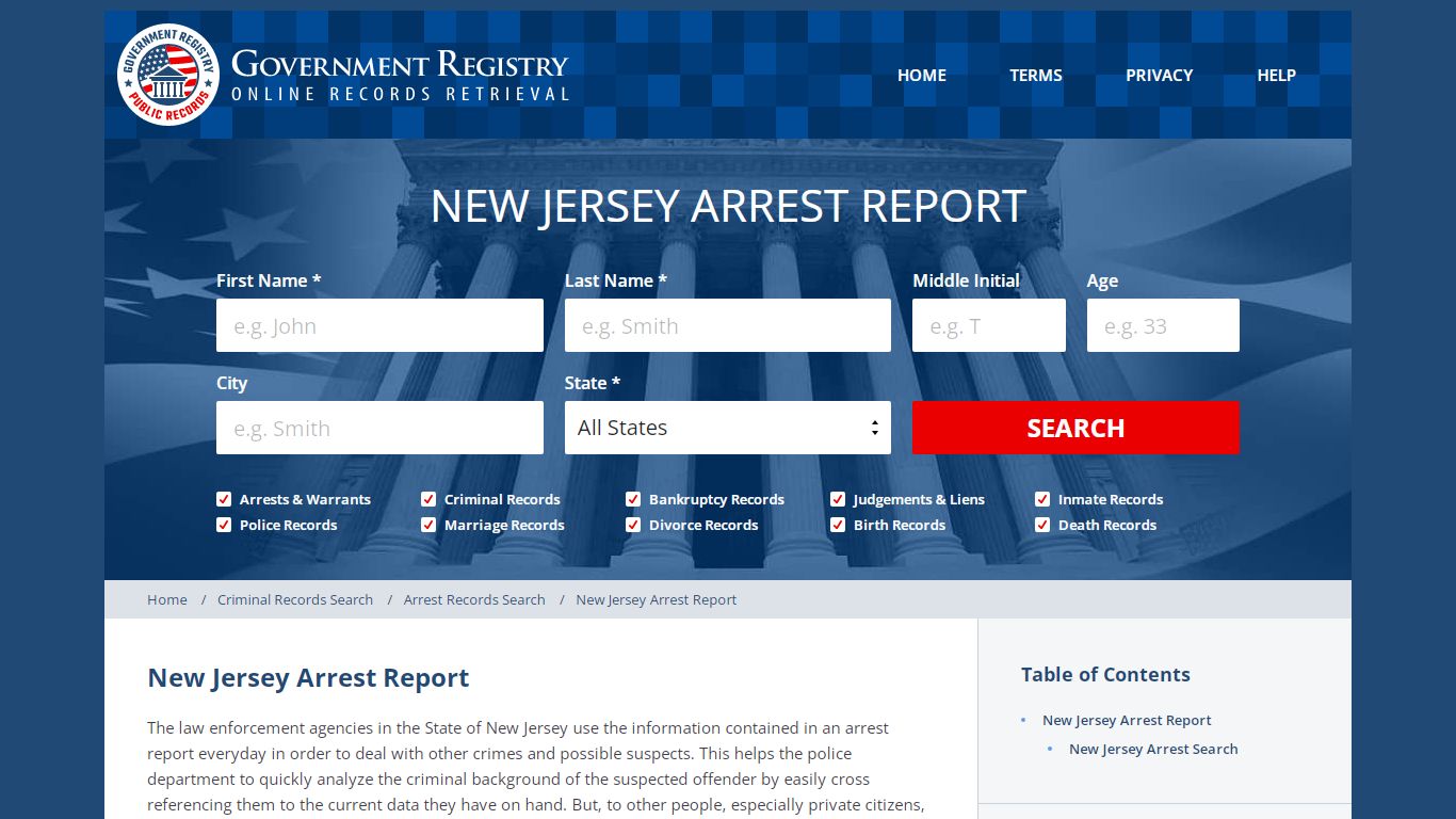 New Jersey Arrest Report | New Jersey Arrests | GovernmentRegistry.org